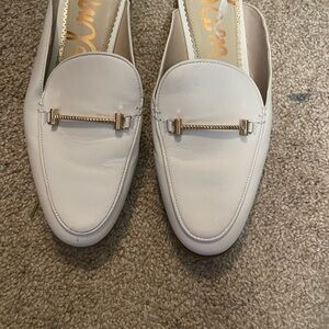 Sam Edelman White slide on Loafers with Gold Accent